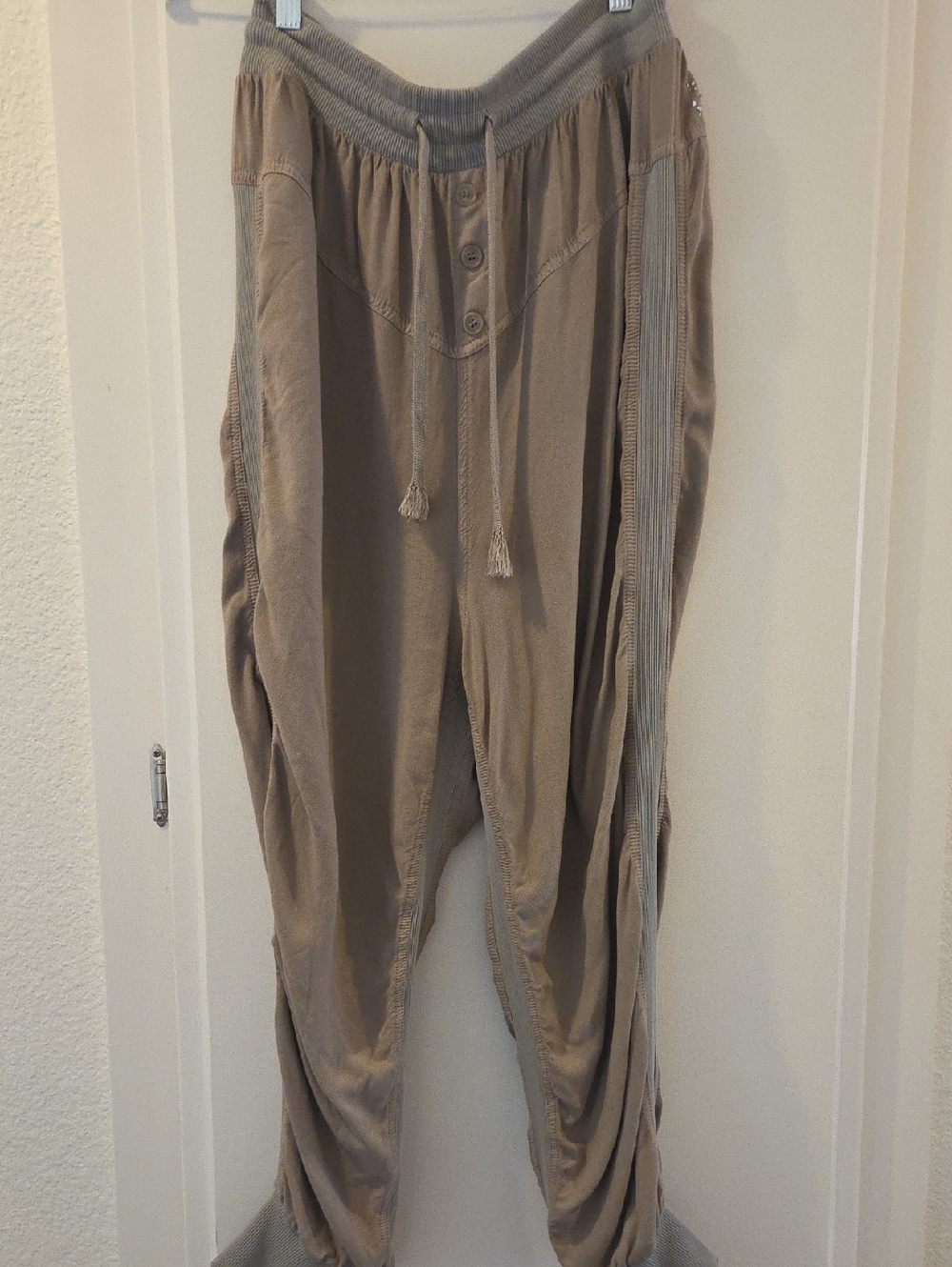 Free People Casual Drawstring  Pants in Taupe/green